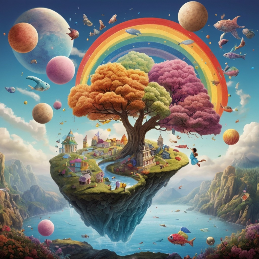 The Umbrella That Could Fly to the Stars | Imagination Stories 3 A planet filled with book trees, floating ice cream clouds, and dancing rainbow fish coming to life in colorful air.