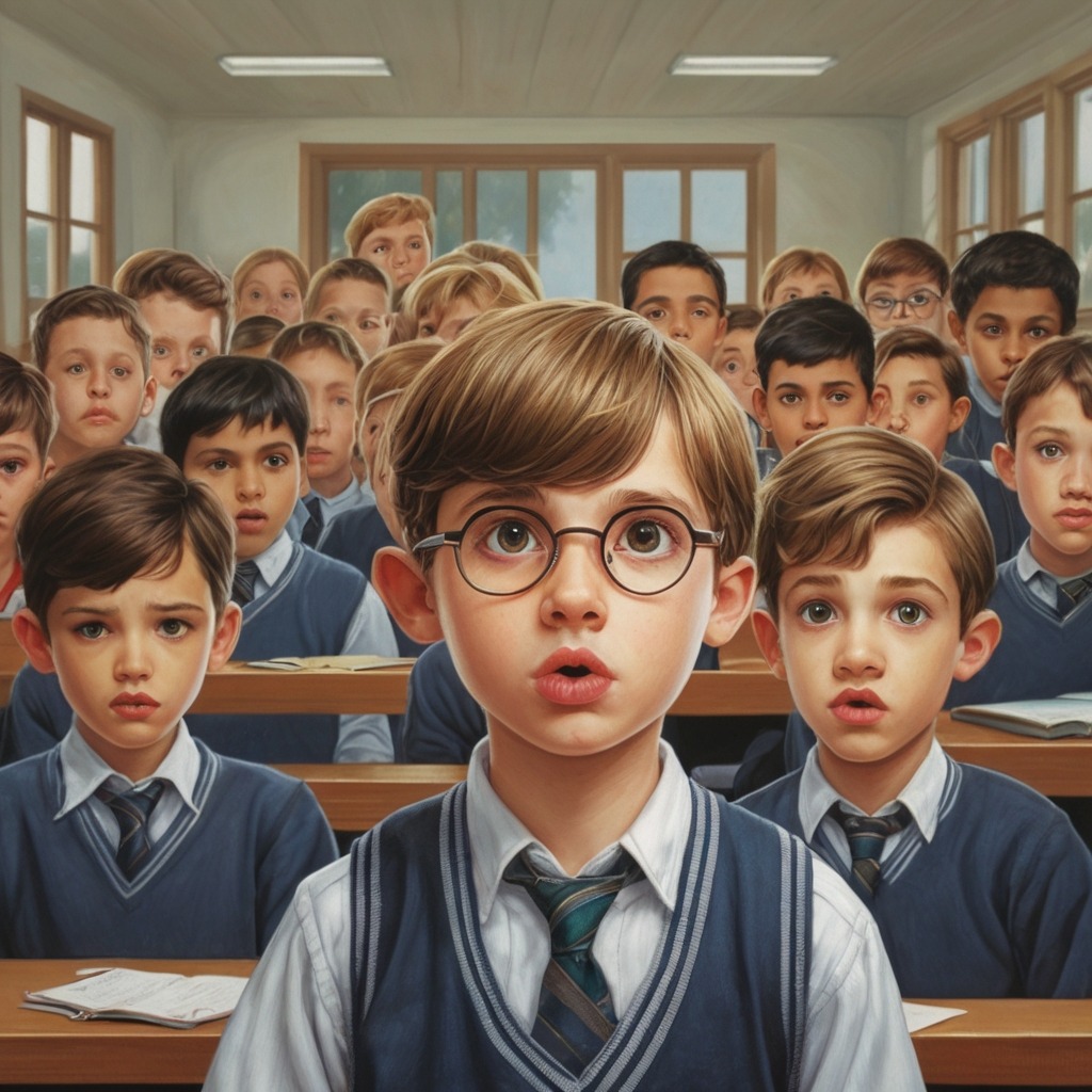 The Boy Who Traded His Words | Moral Stories 2 The same boy with his lips sealed, shrugging at school while others look confused.