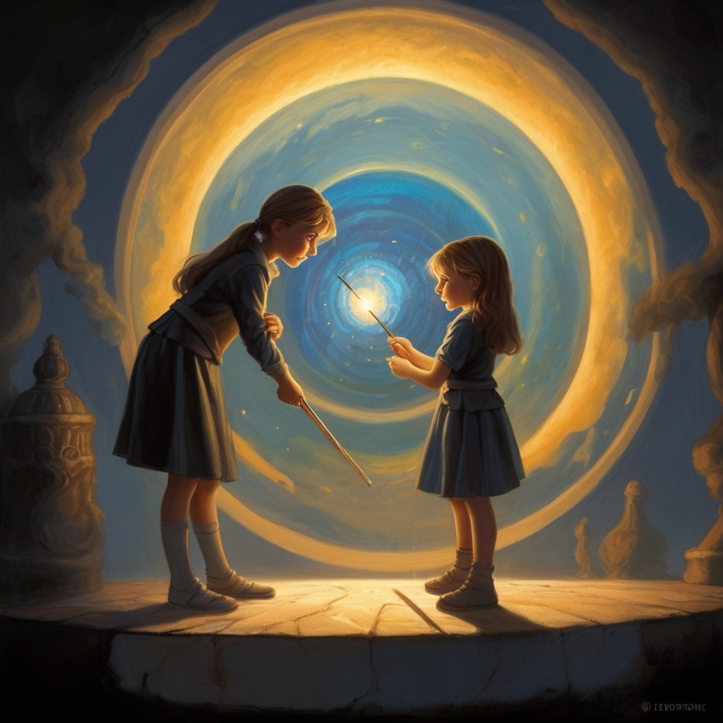 Zara and the Paintbrush That Made Worlds | Imagination Stories 3 Shadowy “Doubters” trying to erase the world as the girl paints a glowing Shield of Confidence to protect her magical world.