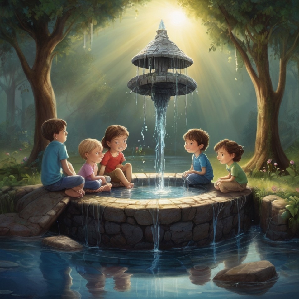 The Talking Well of Greenfield Village | Village Stories 2 The magical well telling its first story with water shimmering silver and children listening closely.